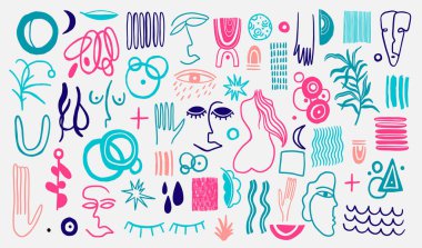 Soyut biçim çizim biçimi. Dekorasyon ögesi beyaz arkaplanda izole edildi. Vektör illüstrasyonu.