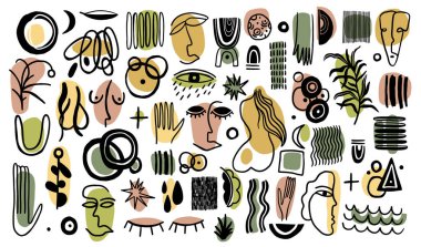 Soyut biçim çizim biçimi. Dekorasyon ögesi beyaz arkaplanda izole edildi. Vektör illüstrasyonu.