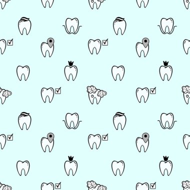  Dişsiz ikon desenli diş tedavisi izole edildi. Vektör illüstrasyonu