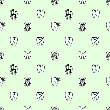  Dişsiz ikon desenli diş tedavisi izole edildi. Vektör illüstrasyonu