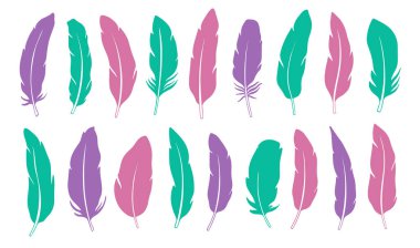 Tüy soyut izole dekorasyonu ayarla. Boho rustik tarzı.