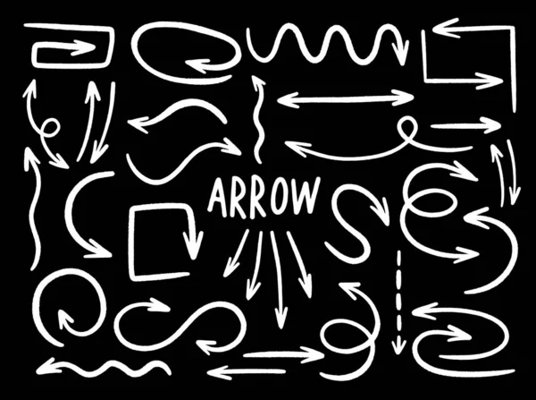 Arrow Collection Hand Drawn Style Drawing Line Element Design Vector — Stock Vector