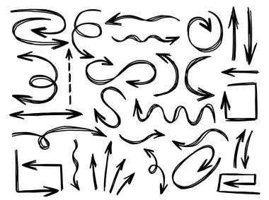 Ok koleksiyonu el çizimi tarzı. Çizim çizimi ögesi tasarımı. Vektör illüstrasyonu.