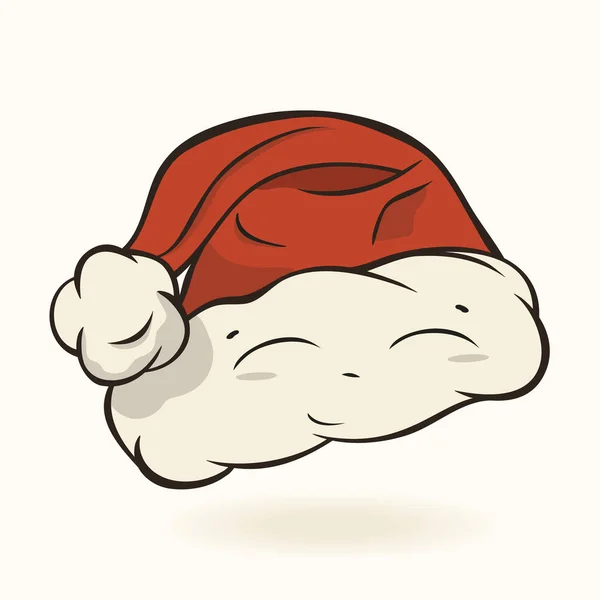 귀여운 얼굴로 산타의 모자입니다 라이브 캐릭터 일러스트 션입니다 크리스마스 모자입니다 — 스톡 벡터