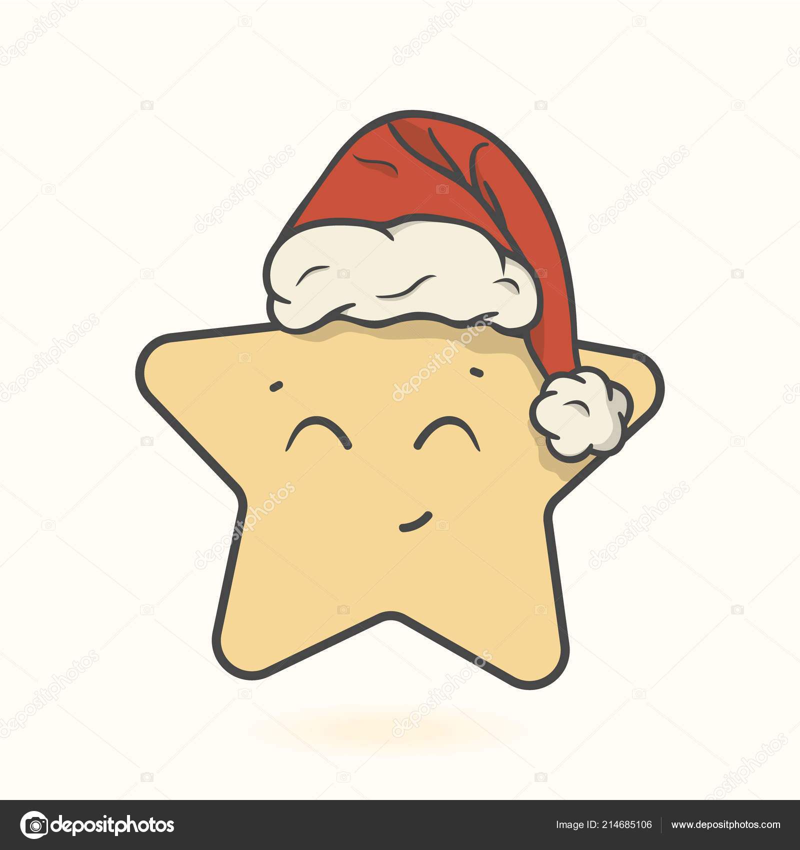étoile Noël Avec Chapeau Père Noël Pompon Vector Image Isolé