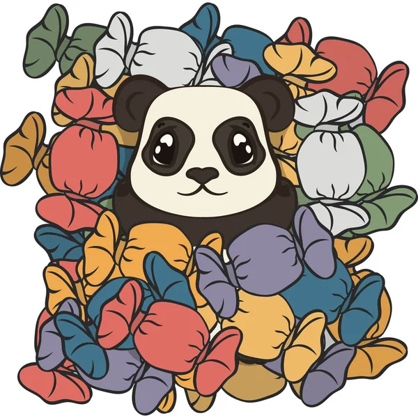 Lindo Oso Panda Encuentran Imagen Vector Dulces Gato Oso Goloso — Vector de stock