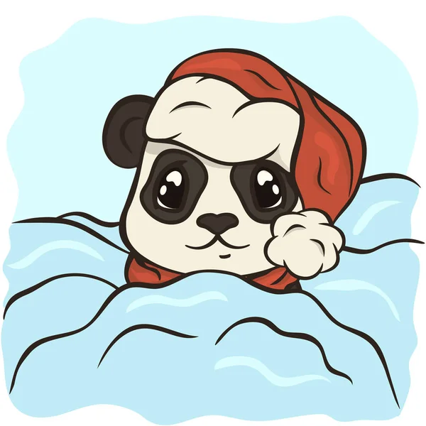 Lindo Personaje Oso Panda Sienta Deriva Nieve Imagen Vectorial Estilo — Vector de stock