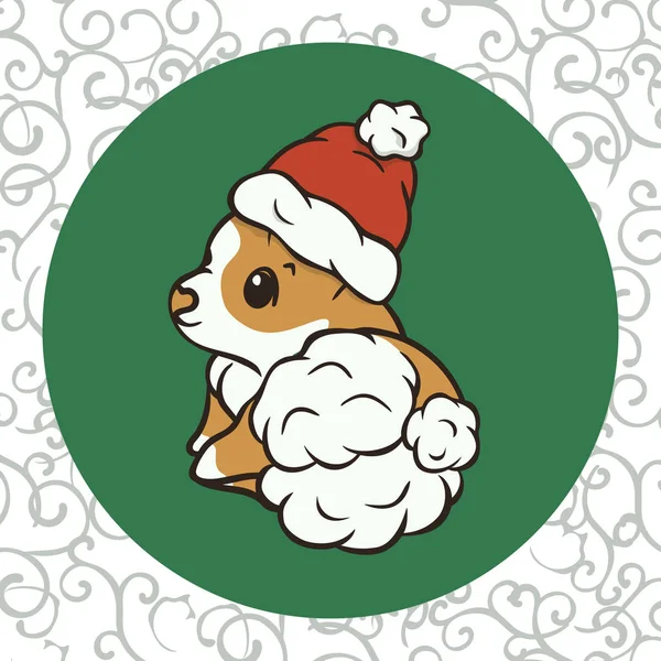 Lindo Perro Vector Corgi Sombrero Navidad Navidad Dibujos Animados Corgi — Archivo Imágenes Vectoriales