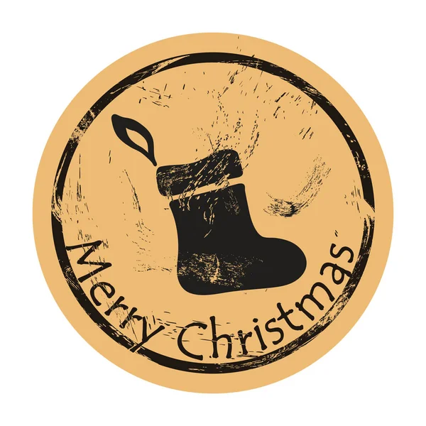 Порожній Різдвяний Шкарпетка Подарунків Векторний Круглий Шкарпетковий Дизайн Емблеми Старий — стоковий вектор