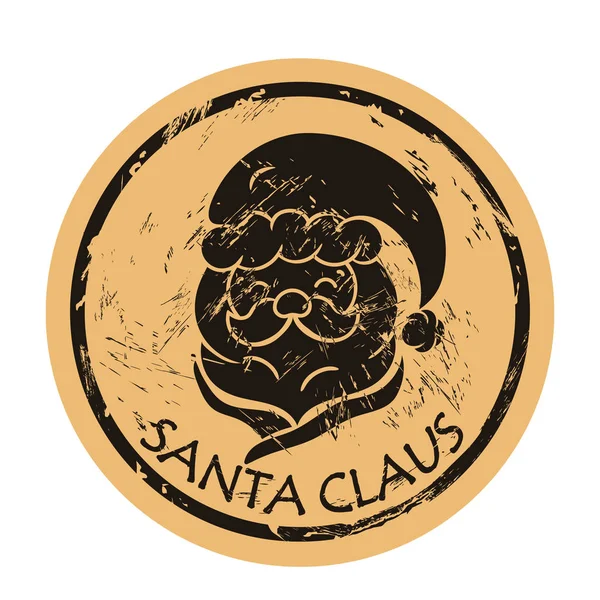 Logo Babbo Natale Carta Artigianale Sfondo Vettoriale Rotondo Disegno Emblema — Vettoriale Stock