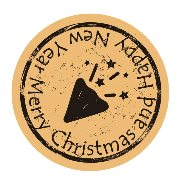 Cracker Natale Carta Artigianale Sfondo Vettore Rotondo Disegno Emblema Shabby — Vettoriale Stock