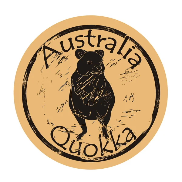 Quokka Silhouette Icône Vecteur Rond Shabby Emblème Conception Vieux Style — Image vectorielle