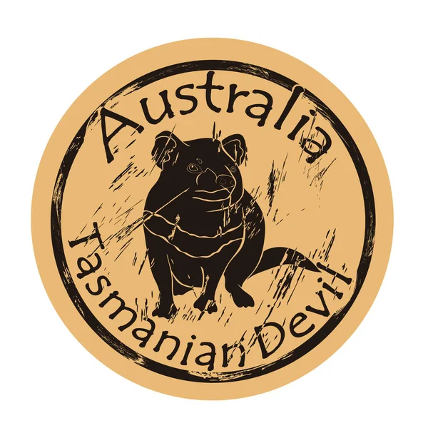 Tasmania Diablo Silueta Icono Vector Redondo Emblema Escaso Diseño Viejo — Vector de stock