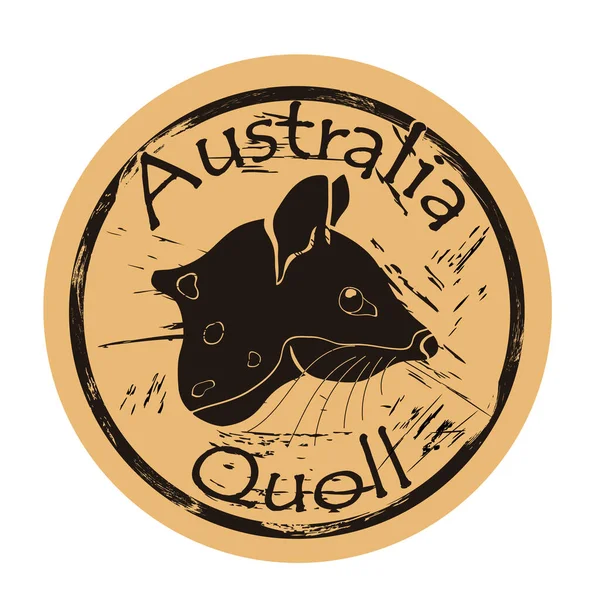 Quoll Testa Silhouette Icona Vettore Rotondo Emblema Shabby Design Vecchio — Vettoriale Stock