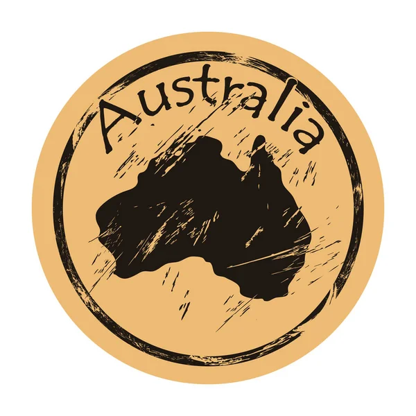 Austrálie Silueta Pohled Ikona Vektor Kolo Ošuntělý Emblém Design Starý — Stockový vektor