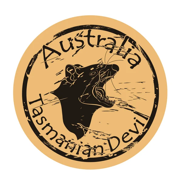 Tasmania Diablo Perfil Cabeza Silueta Icono Vector Redondo Diseño Emblema — Vector de stock