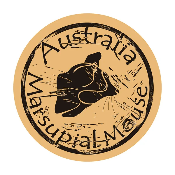 Marsupial Souris Silhouette Icône Vecteur Rond Shabby Emblème Conception Vieux — Image vectorielle