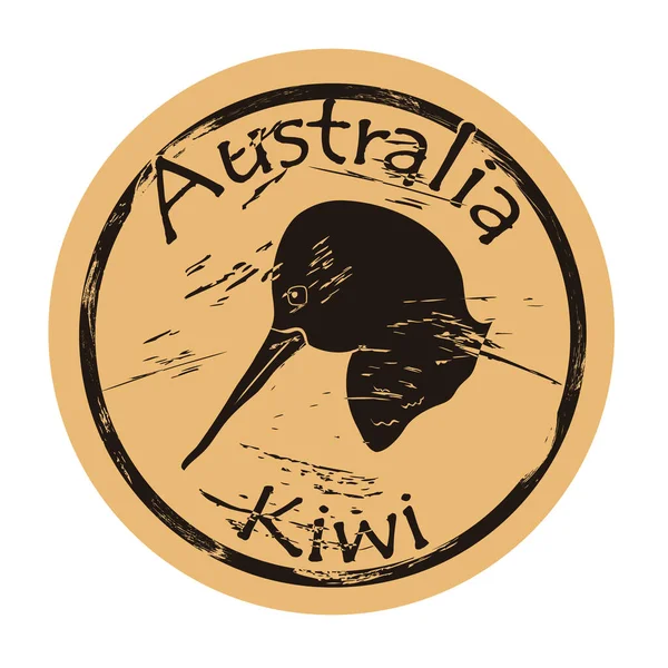 Icono Silueta Cabeza Perfil Kiwi Diseño Emblema Malhumorado Redondo Antiguo — Vector de stock