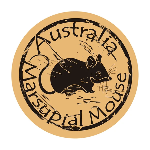 Marsupial Ratón Silueta Icono Vector Redondo Emblema Diseño Retro Antiguo — Vector de stock