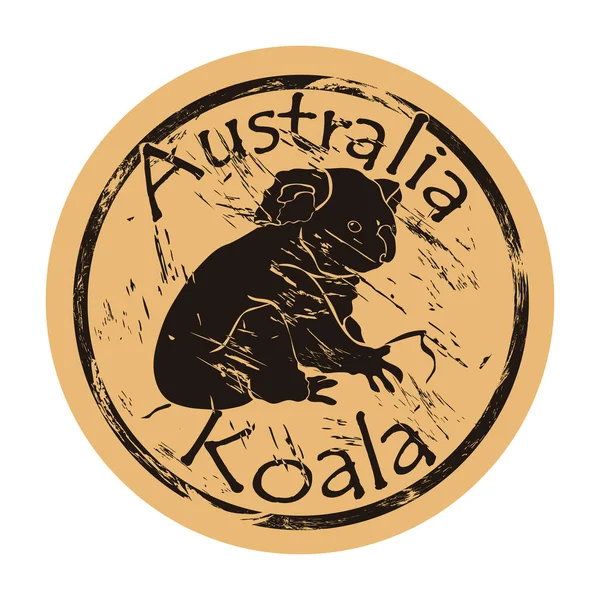 Koala Silueta Icono Vector Redondo Diseño Emblema Mala Calidad Viejo — Vector de stock