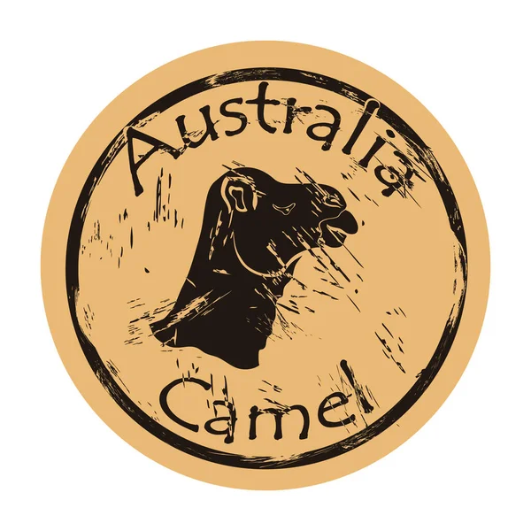Australian Camel Silhouette Icône Ronde Shabby Emblème Conception Vieux Style — Image vectorielle