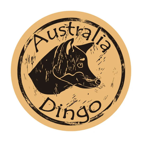 Australien Sauvage Chien Dingo Silhouette Icône Ronde Shabby Emblème Conception — Image vectorielle