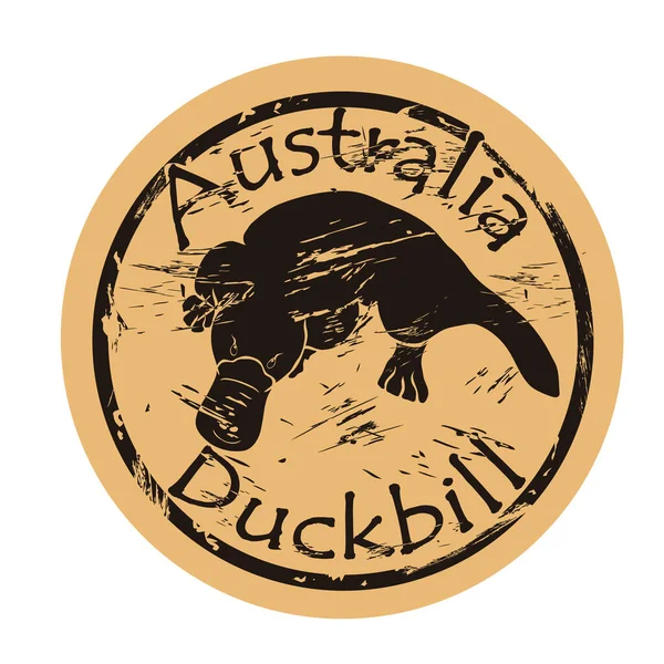 Icono Silueta Pico Pato Australiano Diseño Emblema Malhumorado Redondo Antiguo — Vector de stock