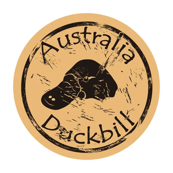Ornitorrinco Australiano Icono Silueta Pato Redondo Emblema Diseño Estilo Retro — Vector de stock