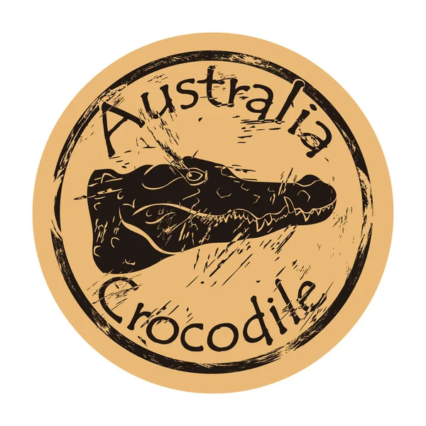 Icono Silueta Cocodrilo Agua Dulce Australiano Diseño Emblema Malhumorado Redondo — Vector de stock