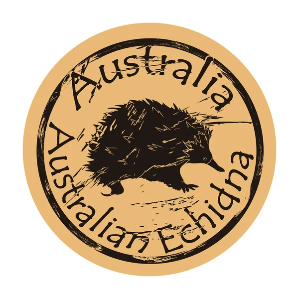 Icono Silueta Equidna Australiana Redondo Diseño Emblema Mala Calidad Antiguo — Vector de stock
