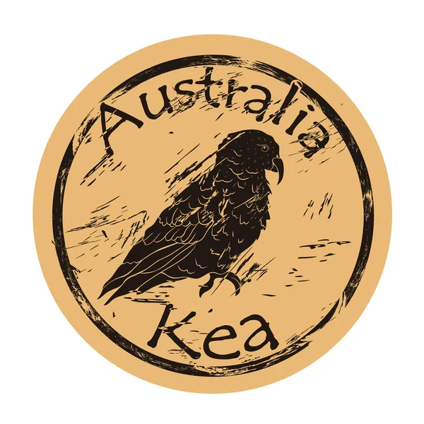 Icono Silueta Pájaro Kea Redondo Diseño Emblema Mala Calidad Antiguo — Vector de stock