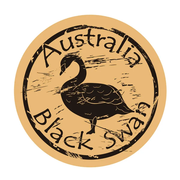 Icono Silueta Pájaro Cisne Negro Diseño Emblema Malhumorado Redondo Antiguo — Vector de stock