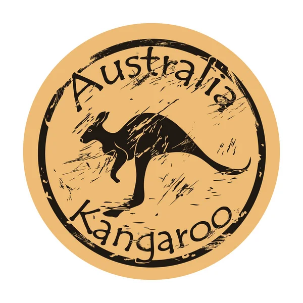 Canguro Australiano Silueta Icono Vector Redondo Diseño Emblema Mala Calidad — Vector de stock