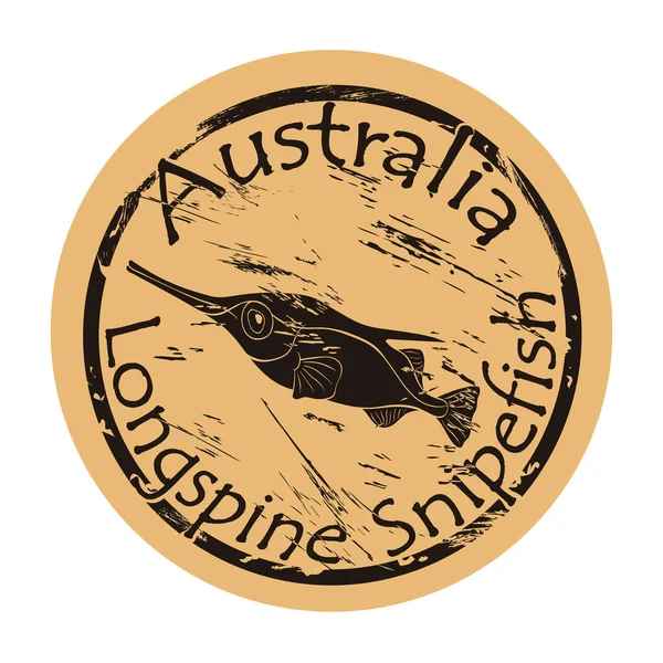 Longspine Snipefish Silueta Icono Redondo Emblema Diseño Estilo Retro Antiguo — Vector de stock