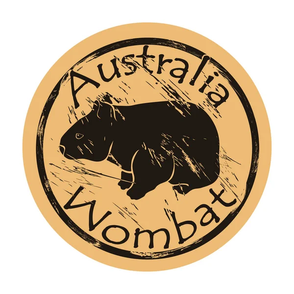 Wombat Silhouette Icône Vecteur Rond Shabby Emblème Design Vieux Style — Image vectorielle