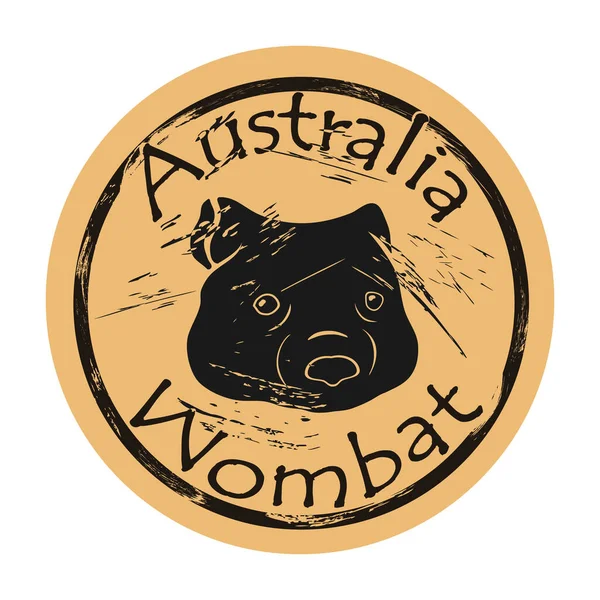 Wombat Profil Tête Silhouette Icône Vecteur Rond Shabby Emblème Conception — Image vectorielle