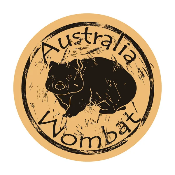 Wombat Silhouette Icône Vecteur Rond Shabby Emblème Design Vieux Style — Image vectorielle