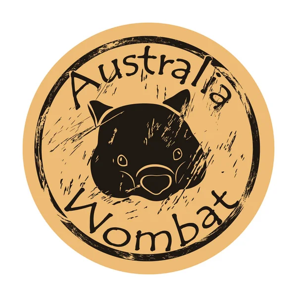 Wombat Profil Tête Silhouette Icône Vecteur Rond Shabby Emblème Conception — Image vectorielle