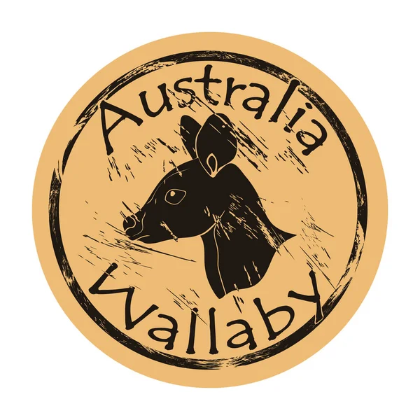 Wallaby Perfil Cabeza Silueta Icono Vector Redondo Diseño Emblema Mala — Vector de stock
