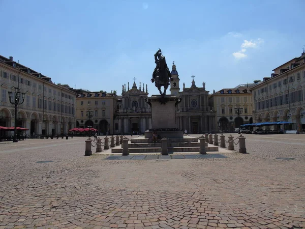 Úžasná Fotografie Města Turína Itálie Letních Dnech Horní Dolní Části — Stock fotografie