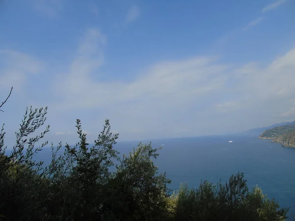 Une Légende Étonnante Des Beaux Endroits Terre Ligurie Avec Ciel — Photo