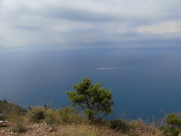 Une Légende Étonnante Des Beaux Endroits Terre Ligurie Avec Ciel — Photo