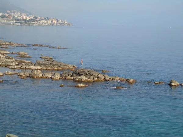 Όμορφη Λεζάντα Από Θάλασσα Στη Γένοβα Στις Μέρες Του Χειμώνα — Φωτογραφία Αρχείου