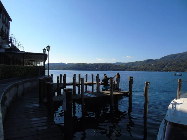 Viagem Incrível Piemonte Com Uma Vista Incrível Para Lago Orta — Fotografia de Stock