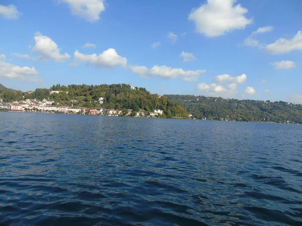 Amazing Trip Piemonte Incredible View Lake Orta Autumn Days Caption — стоковое фото