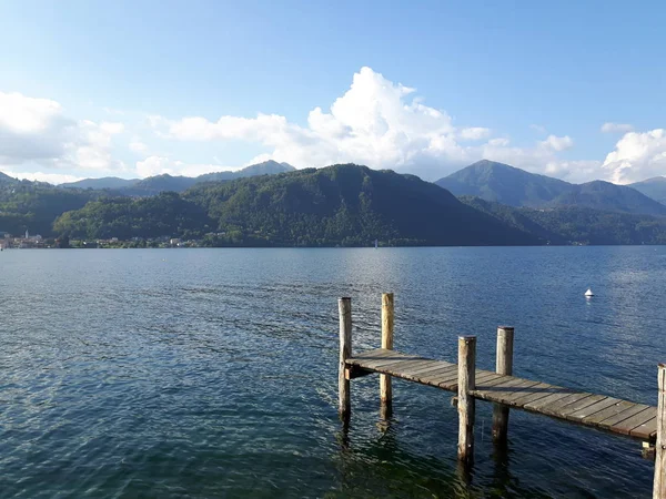 Amazing Trip Piemonte Incredible View Lake Orta Autumn Days Caption — стоковое фото