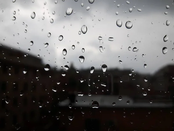 Amazing Photography Some Waterdrops Window Summer Rain City — Stock Photo, Image