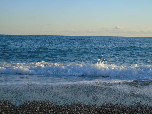 Eine Atemberaubende Aussicht Vom Strand Von Camogli Wintertagen Mit Angenehmem — Stockfoto