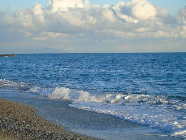 Eine Atemberaubende Aussicht Vom Strand Von Camogli Wintertagen Mit Angenehmem — Stockfoto