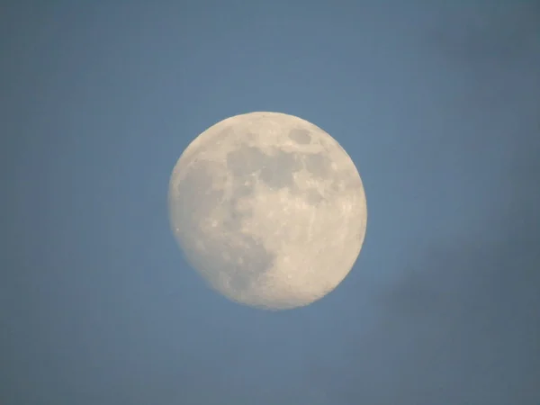 Amazing Caption Full Moon City Genova Day Great Blue Sky — Stock Photo, Image